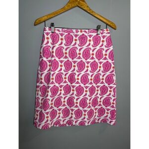 Boden Skirt Women US 6R Pink Paisley Print Knee Length Cotton Lined Pencil Skirt